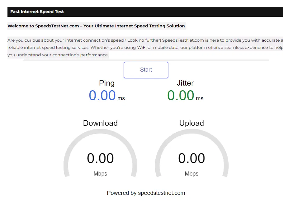 Test Internet Speeds With speedstestnet.com